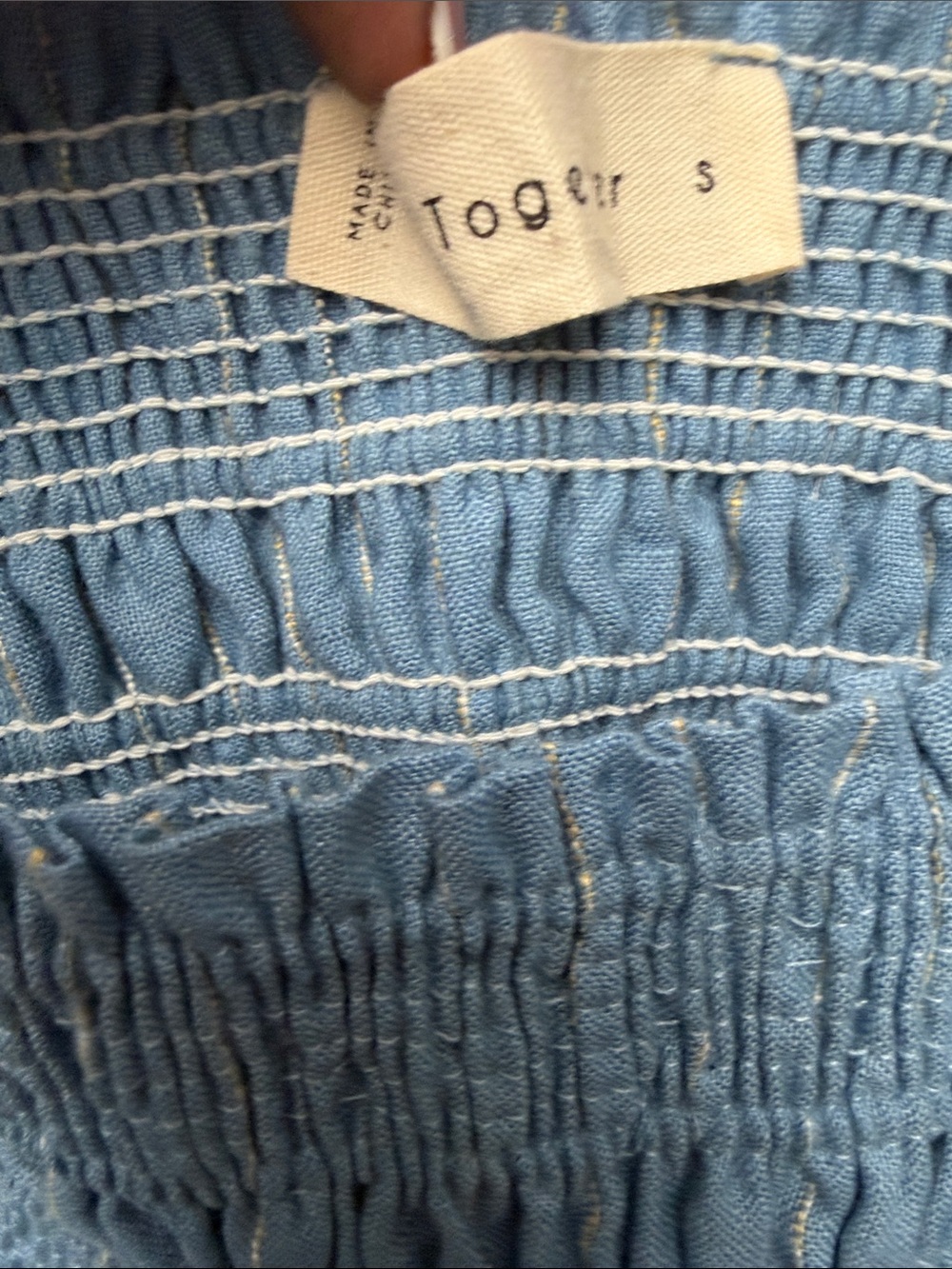 By together Anthropologie Light Blue Smocked Dress linen top small - Picture 3 of 6